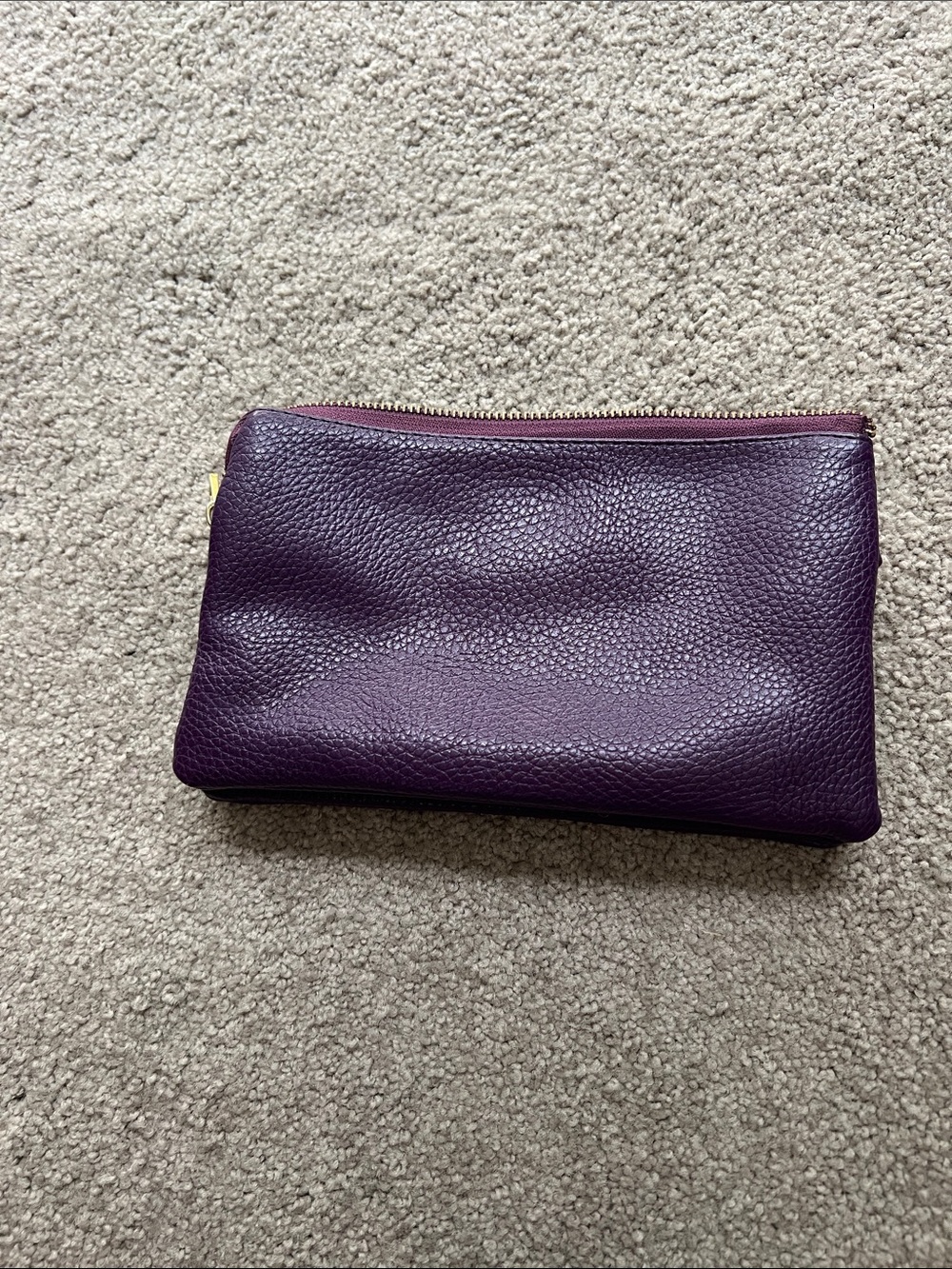 Purple Leather Zip-Top Women's Crossbody Wallet